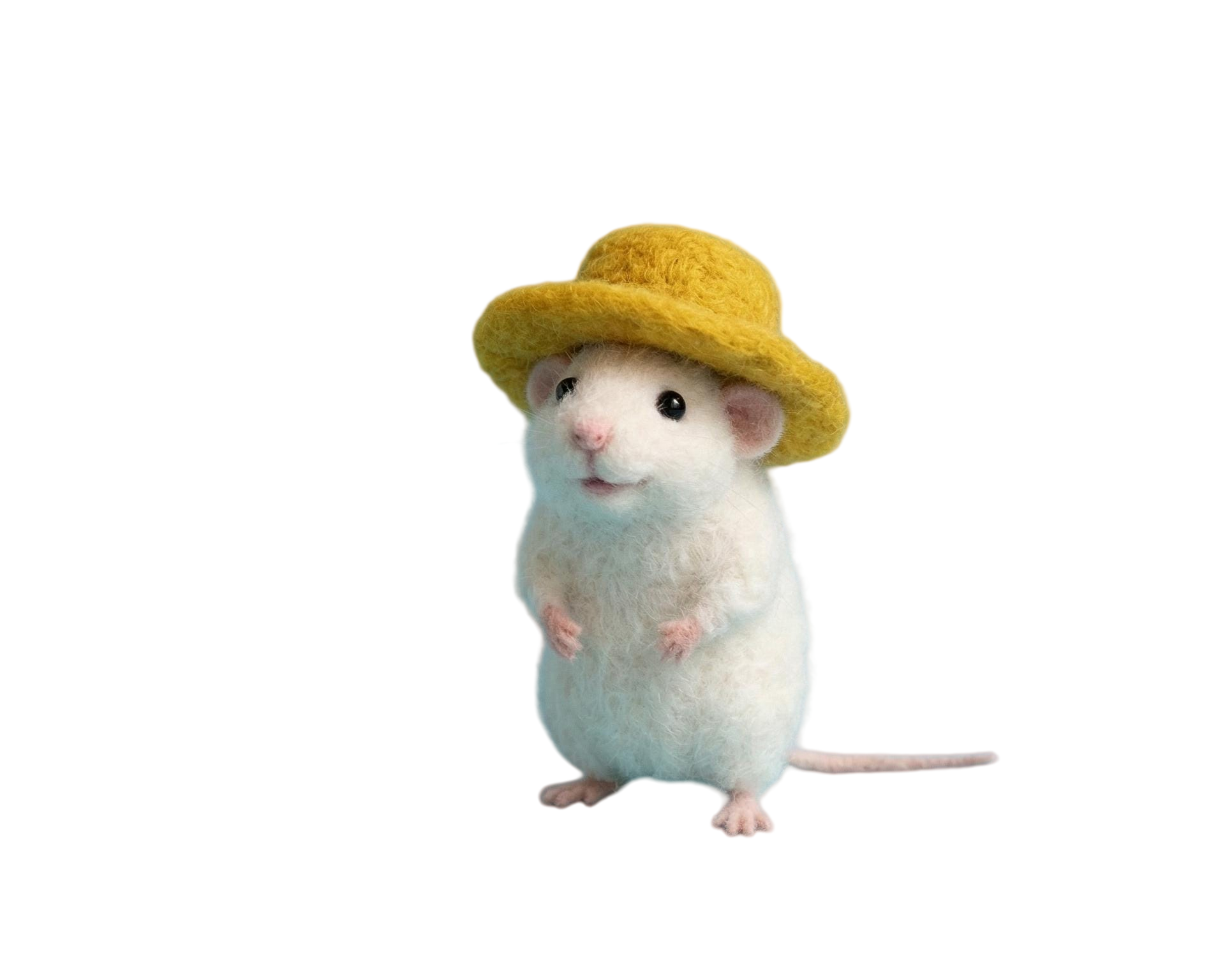 Handmade Needle Felted White Mouse Plush Figurine